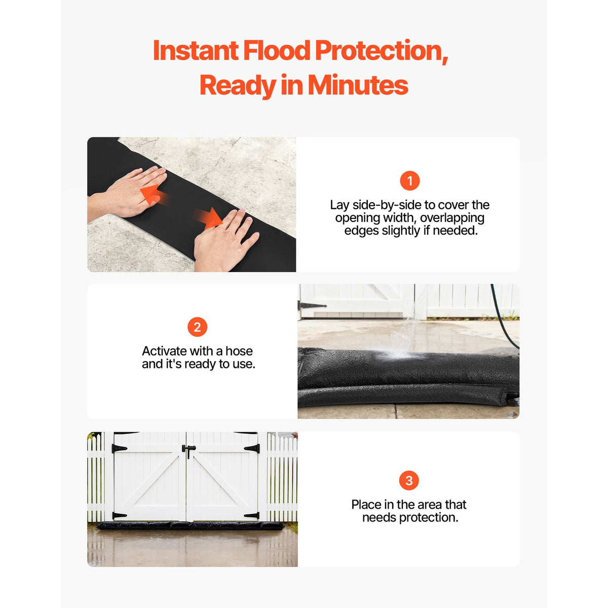 Flood Barrier, 4 Pack, 1530 x 210 mm Flood Bags Activated by Water, Reusable Water Absorbent Barrier, Sandless Sandbags Blockage, Flooding Prevention Bags for Home, Doorway, Basement, Garage