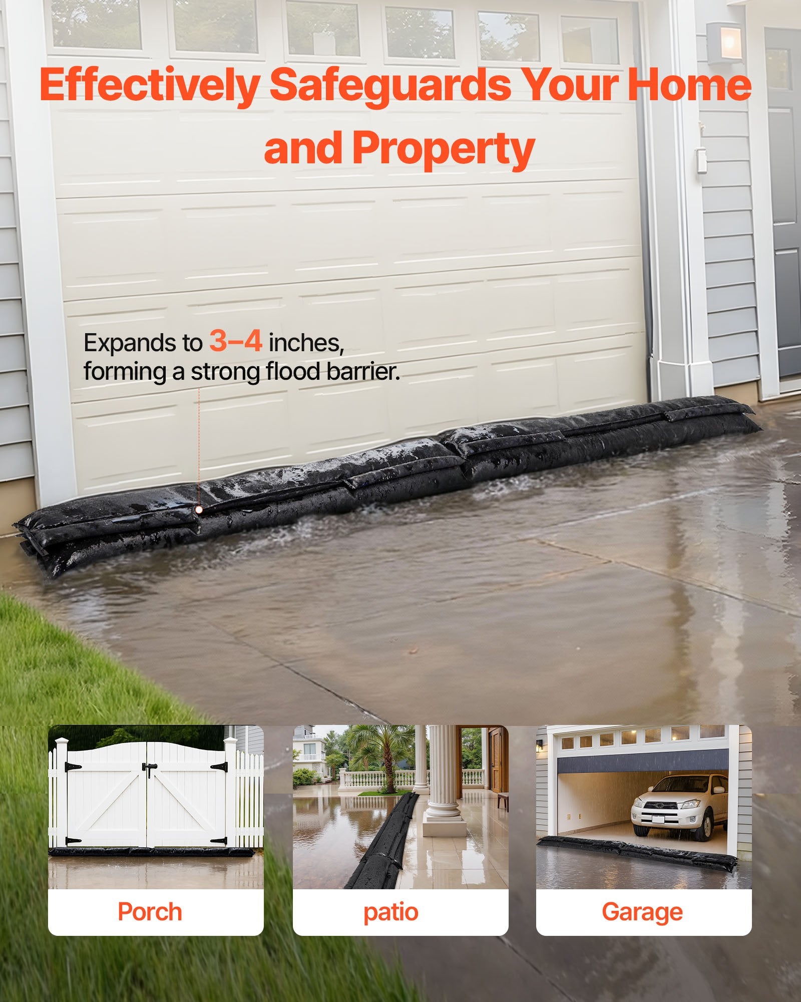 Foot Care: VEVOR Flood Barrier, 10 Pack, 1530 x 210 mm Flood Bags with Bucket, Reusable Water Absorbent Barrier Activated by Water, Sandless Sandbags Blockage, Flooding Prevention Bags for Basement, Garage, Doorway