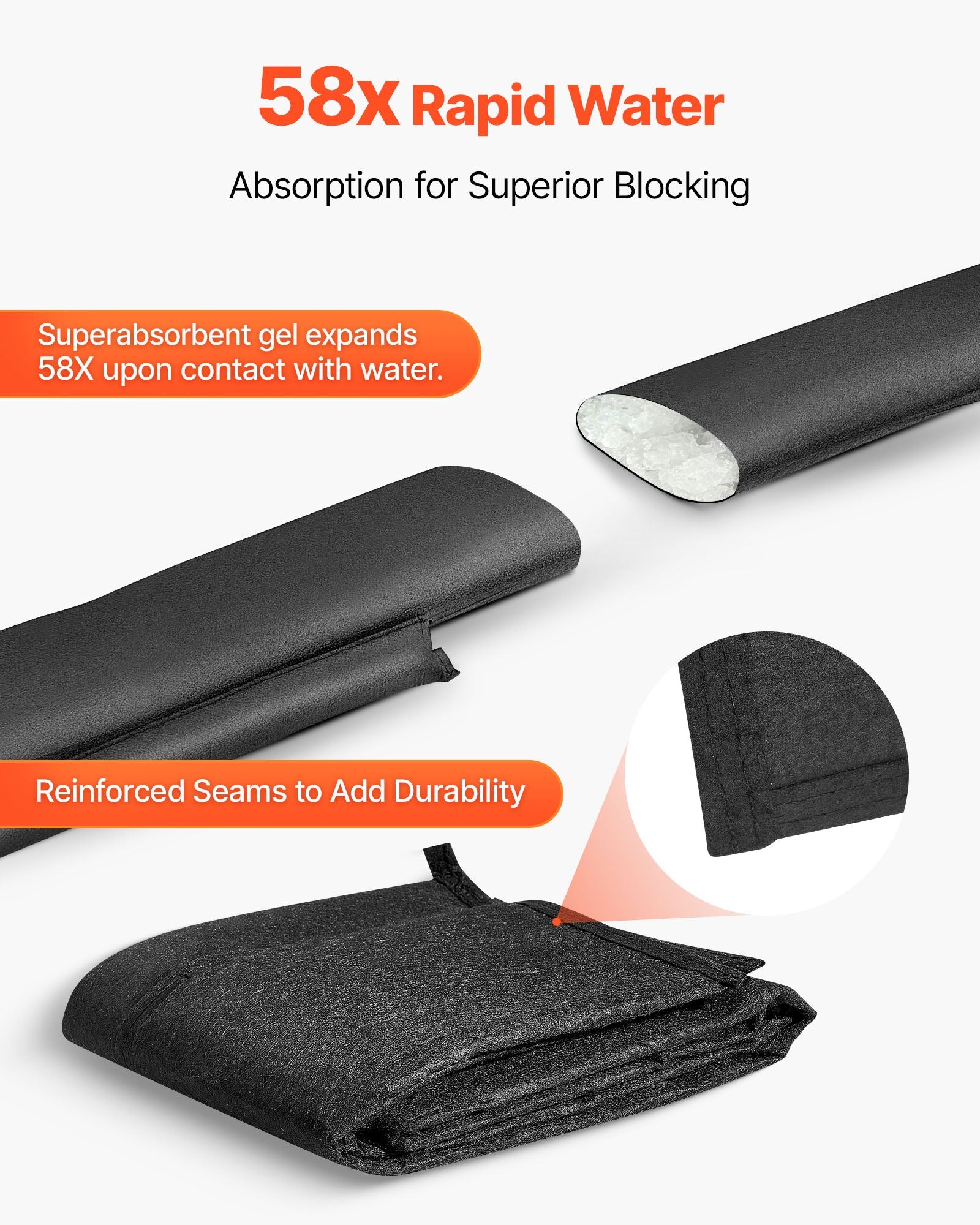Foot Care: VEVOR Flood Barrier, 10 Pack, 1530 x 210 mm Flood Bags with Bucket, Reusable Water Absorbent Barrier Activated by Water, Sandless Sandbags Blockage, Flooding Prevention Bags for Basement, Garage, Doorway