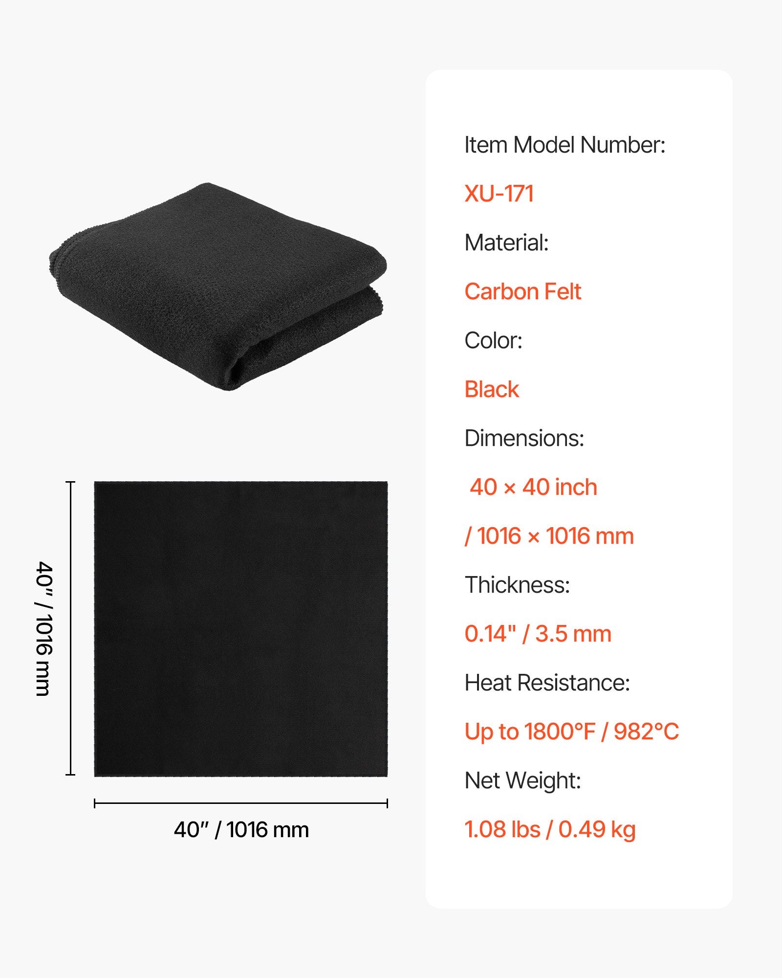 Wedding Favours: VEVOR Carbon Felt Welding Blanket, 1016mm x 1016mm Flame Retardant Welding Blanket, Up to 1800°F Heat Resistant Safety Protection Blanket, 3.5mm Thickened Carbon Fiber Fireproof Insulation Mat Pad