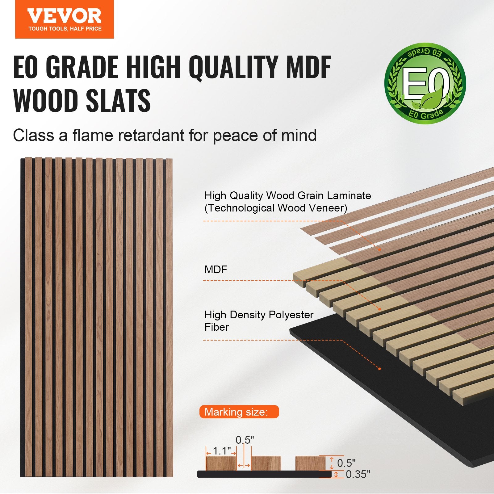 Audio Accessories: VEVOR Wood Slat Acoustic Panels 23.6 x 47.2 inch for Modern Wall Decor Walnut