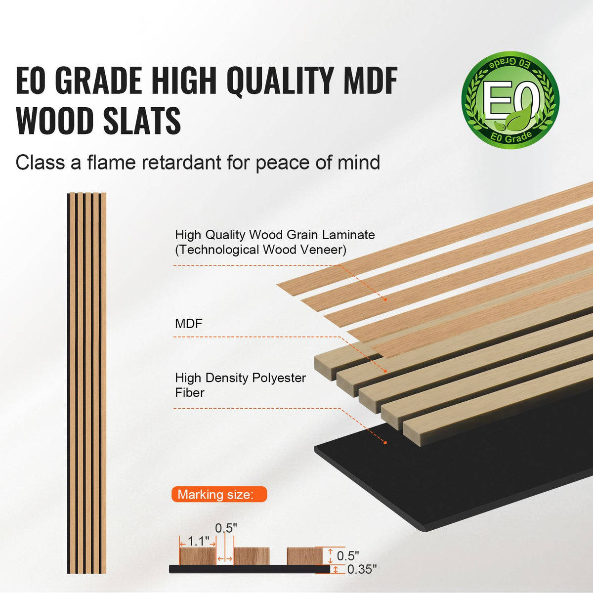 Wood Slat Acoustic Panels, 7.9 x 94.5 inch, MDF Accent Wooden Wall Panels for Modern Interior Wall Decor, Faux Wood Wall Board Panels for Noise Reduction, Light Oak