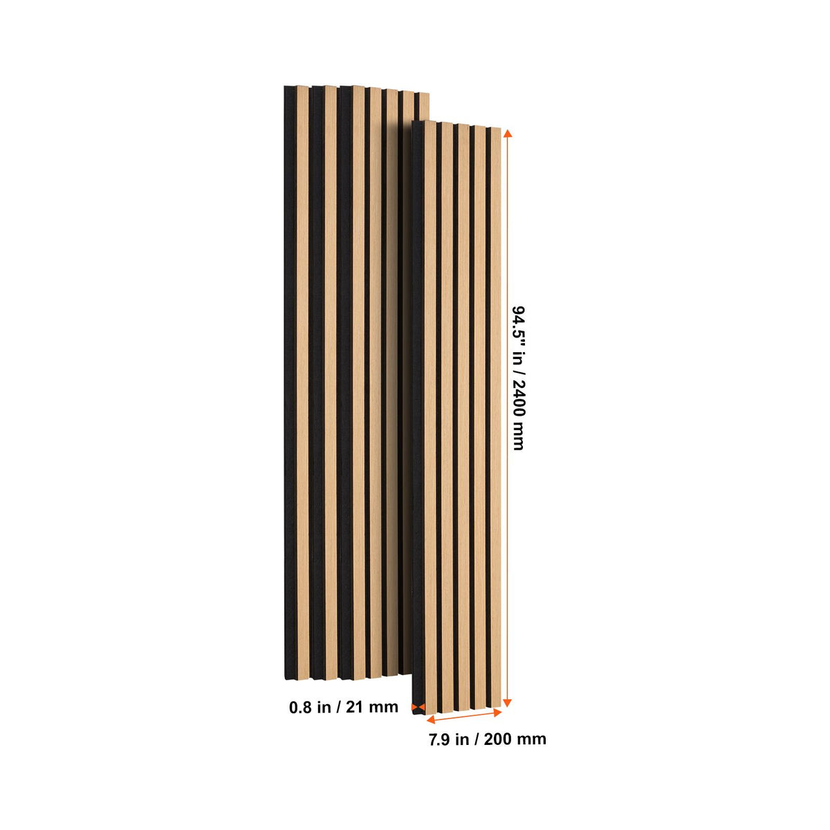 Wood Slat Acoustic Panels, 7.9 x 94.5 inch, MDF Accent Wooden Wall Panels for Modern Interior Wall Decor, Faux Wood Wall Board Panels for Noise Reduction, Light Oak