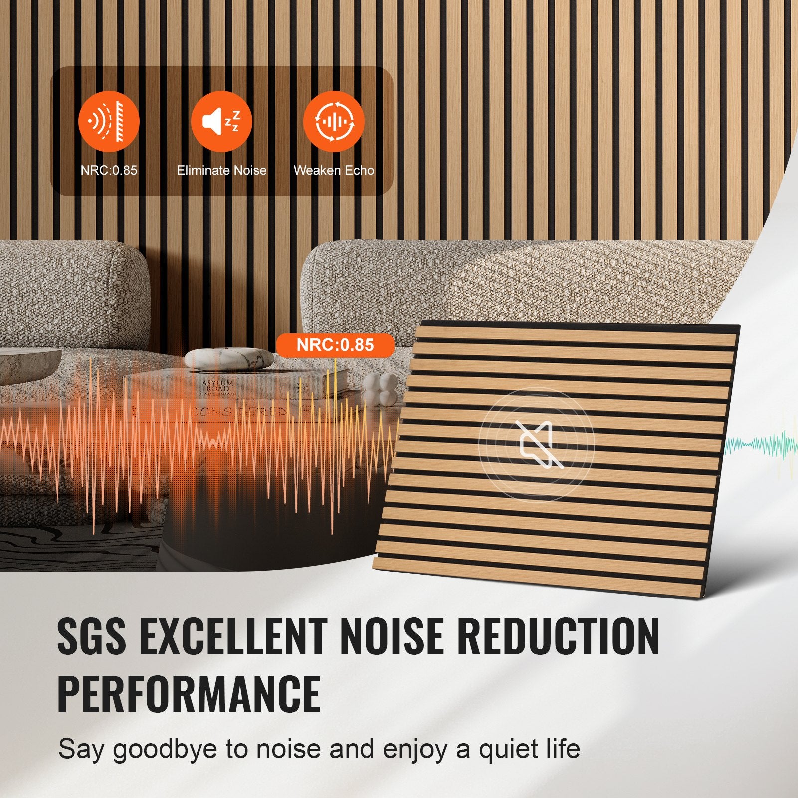 Audio Accessories: VEVOR Wood Slat Acoustic Panels 23.6 x 47.2 inch for Modern Wall Decor Light Oak