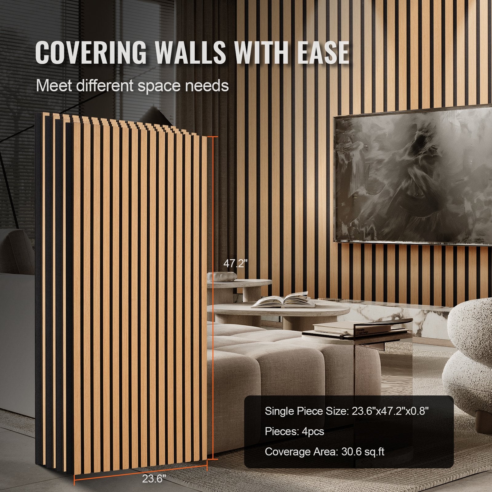 Audio Accessories: VEVOR Wood Slat Acoustic Panels 23.6 x 47.2 inch for Modern Wall Decor Light Oak
