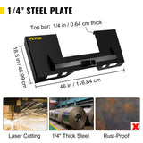 Automotive Repair & Speciality Tools: VEVOR Universal Skid Steer Mount Plate 6.35mmThick Skid Steer Plate Attachment1360.78kgWeight Capacity Quick Attach Mount Plate Steel Adapter Loader Easy to Weld or Bolt to Different Accessories Black