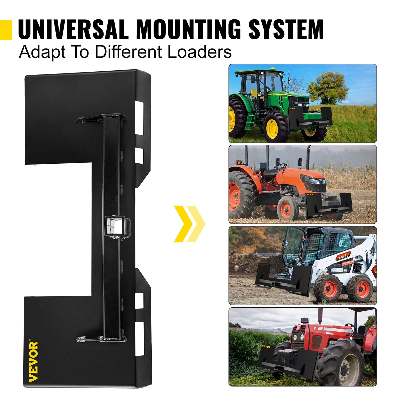 Automotive Repair & Speciality Tools: VEVOR Universal Skid Steer Mount Plate 6.35mmThick Skid Steer Plate Attachment1360.78kgWeight Capacity Quick Attach Mount Plate Steel Adapter Loader Easy to Weld or Bolt to Different Accessories Black