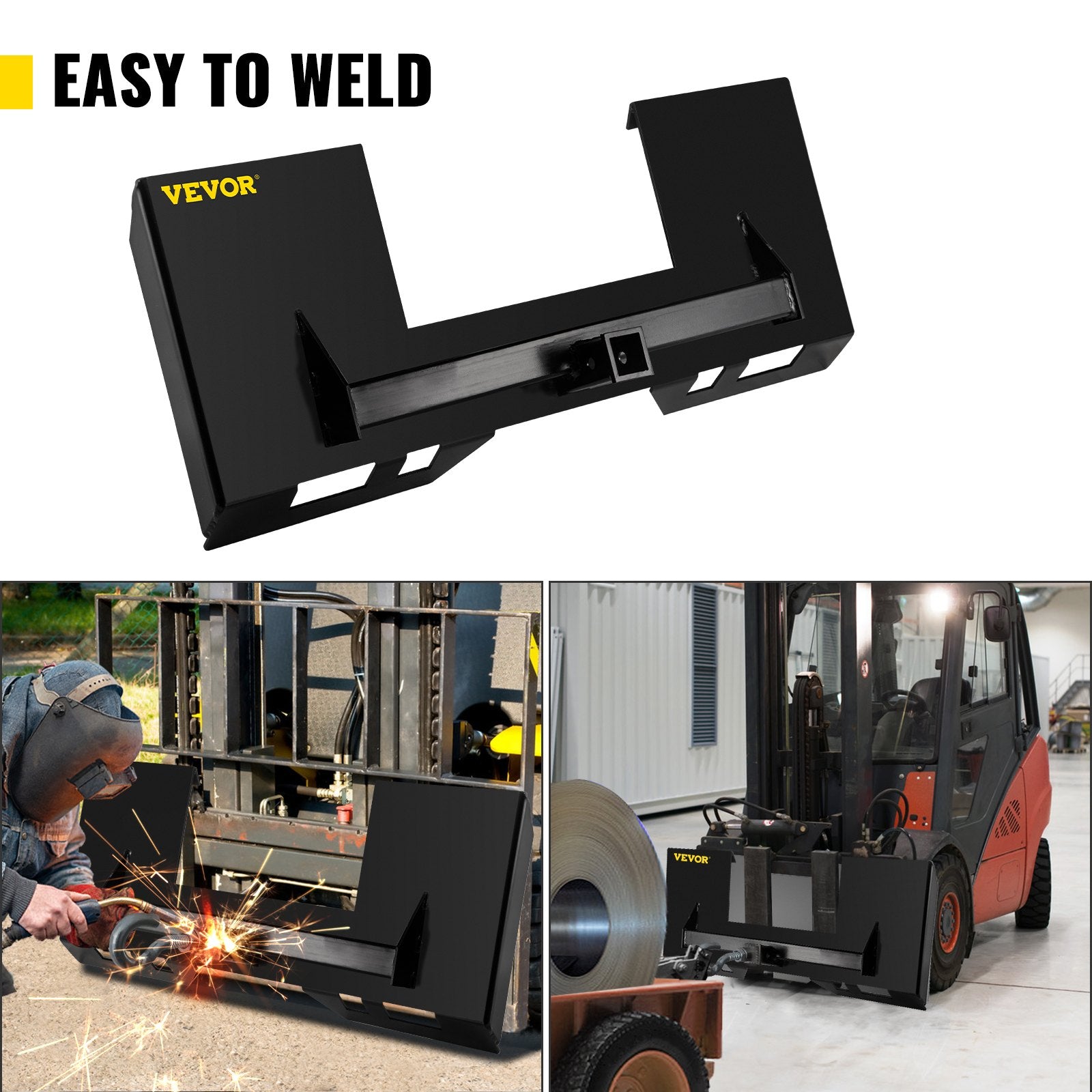 Automotive Repair & Speciality Tools: VEVOR Universal Skid Steer Mount Plate 6.35mmThick Skid Steer Plate Attachment1360.78kgWeight Capacity Quick Attach Mount Plate Steel Adapter Loader Easy to Weld or Bolt to Different Accessories Black