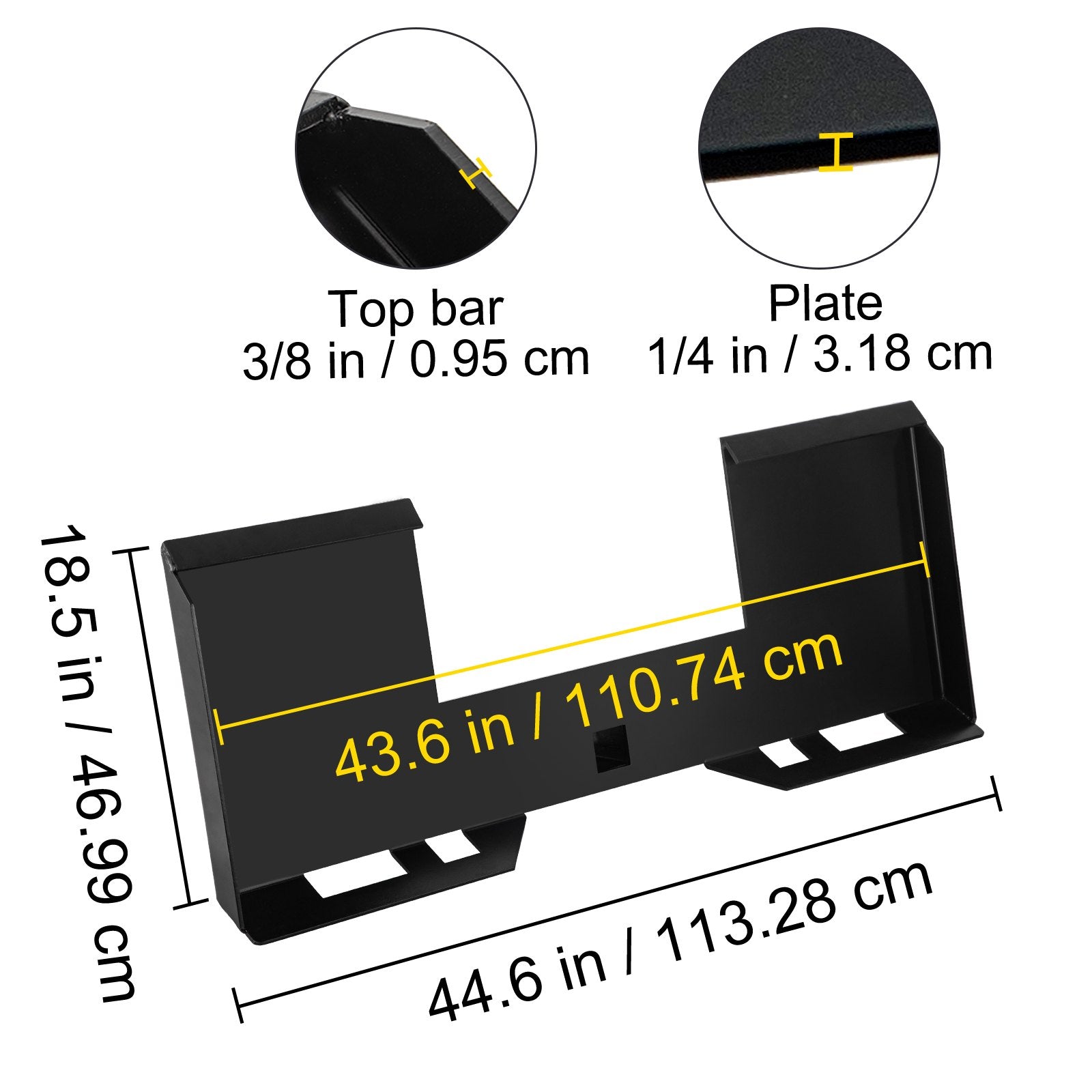 Automotive Repair & Speciality Tools: VEVOR Universal Skid Steer Mount Plate 6.35mmThick Skid Steer Plate Attachment1360.78kgWeight Capacity Quick Attach Mount Plate Steel Adapter Loader Easy to Weld or Bolt to Different Accessories Black