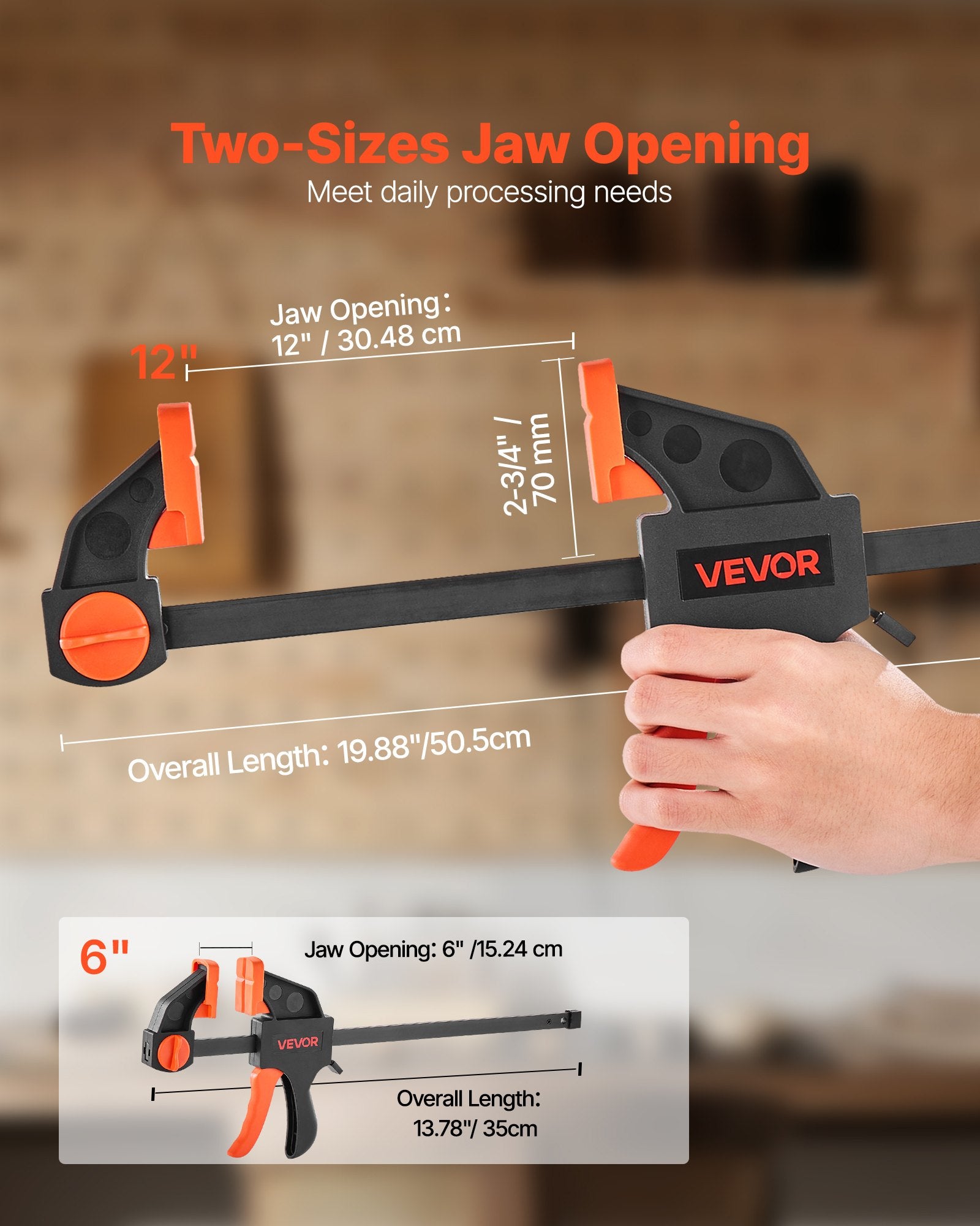 Air Pumps: VEVOR Bar Clamps for Woodworking, 2-Pack 30.48 cm and 2-Pack 15.24 cm, One-Handed Clamp/Spreader, Quick-Grip F-Clamp with 70 kg Load Limit, Premium Plastic and Steel, for Woodworking Metal working