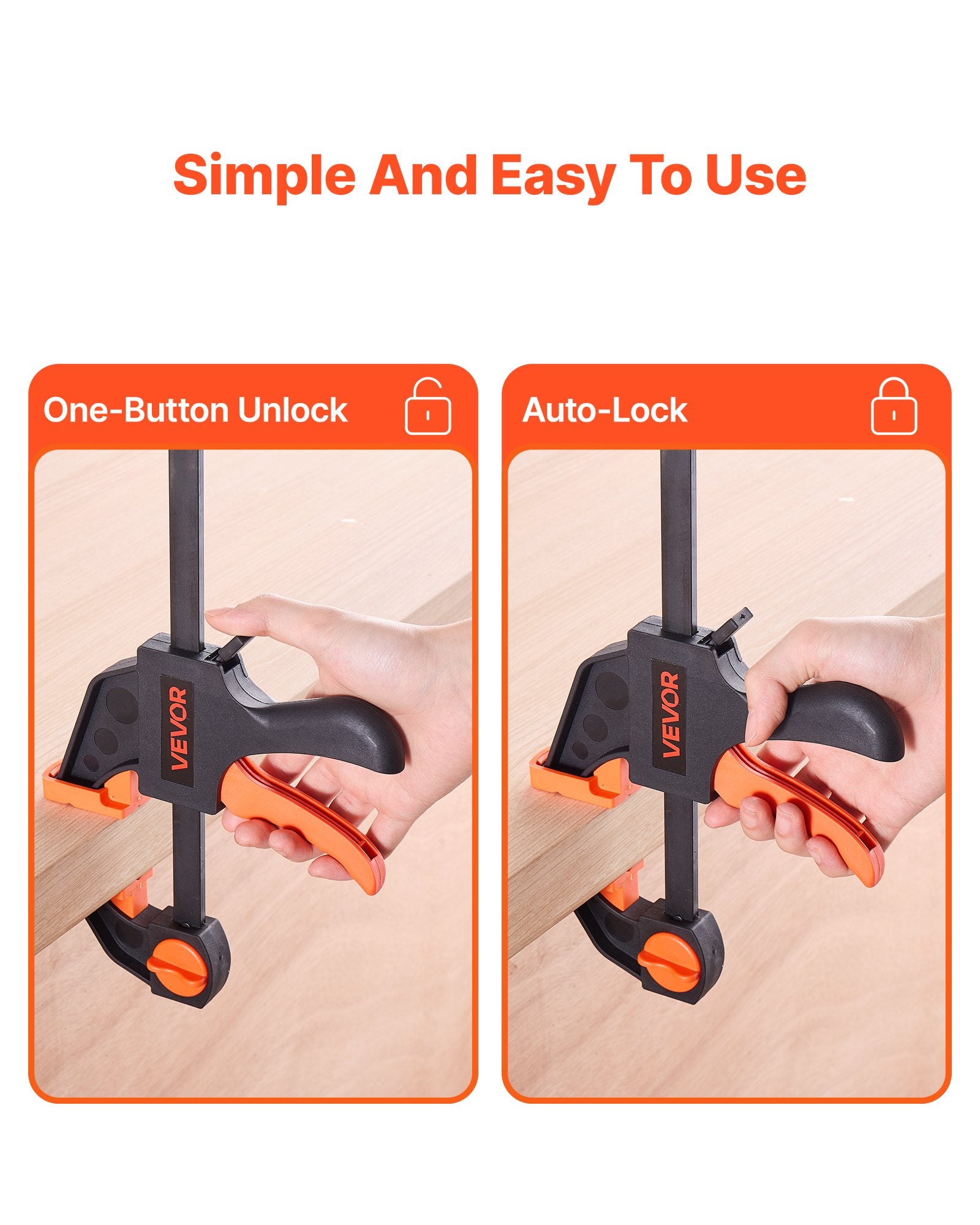 Air Pumps: VEVOR Bar Clamps for Woodworking, 2-Pack 30.48 cm and 2-Pack 15.24 cm, One-Handed Clamp/Spreader, Quick-Grip F-Clamp with 70 kg Load Limit, Premium Plastic and Steel, for Woodworking Metal working