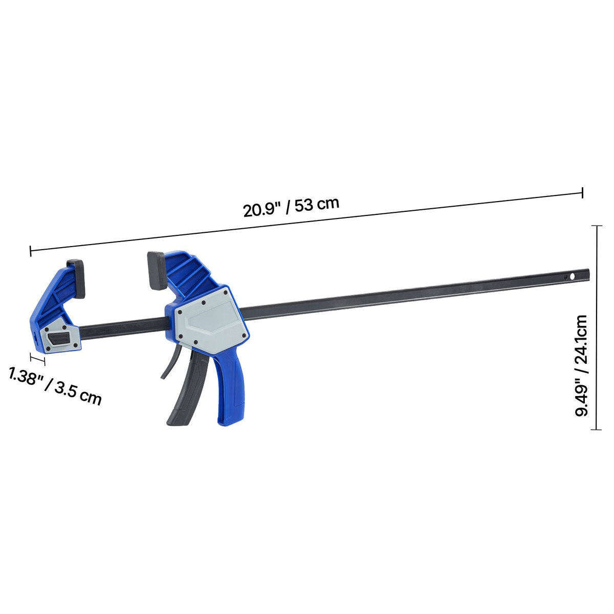 Bar Clamps for Woodworking, 2-Pack 60.96 cm One-Handed Clamp/Spreader, Quick-Grip F-Clamp with 154 kg Load Limit, Premium Plastic and Carbon Steel, for Woodworking Metal working, Blue + Black