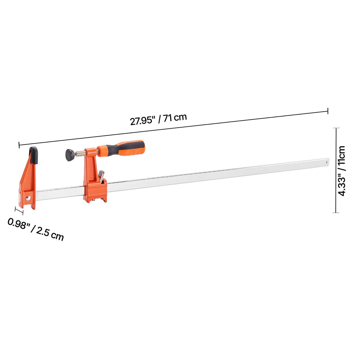 Bar Clamps for Woodworking, 2-Pack 610 mm Opening, Lockable F-Clamp with 272 kg Load Limit, 63.5 mm Depth, Cast Iron and Carbon Steel, Easy to Use, Wood Clamps for Woodworking Metal Working
