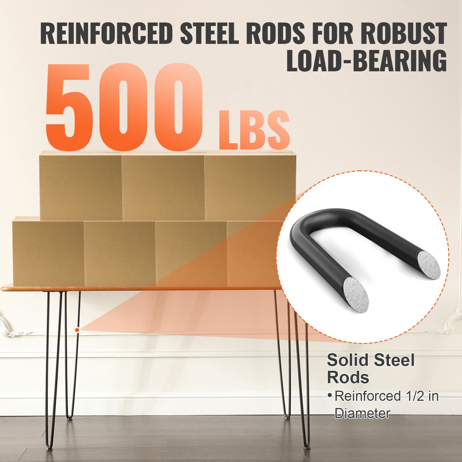 711.2MM Hairpin Furniture Legs, Metal Home DIY Projects for Nightstand, Coffee Table, Desk, 226.8KG Load Capacity with Rubber Floor Protectors, Metal Heavy Duty Sturdy Modern Table Legs, 4PCS