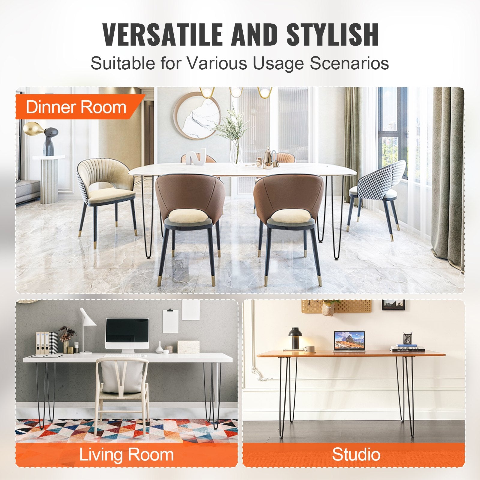 711.2MM Hairpin Furniture Legs, Metal Home DIY Projects for Nightstand, Coffee Table, Desk, 226.8KG Load Capacity with Rubber Floor Protectors, Metal Heavy Duty Sturdy Modern Table Legs, 4PCS