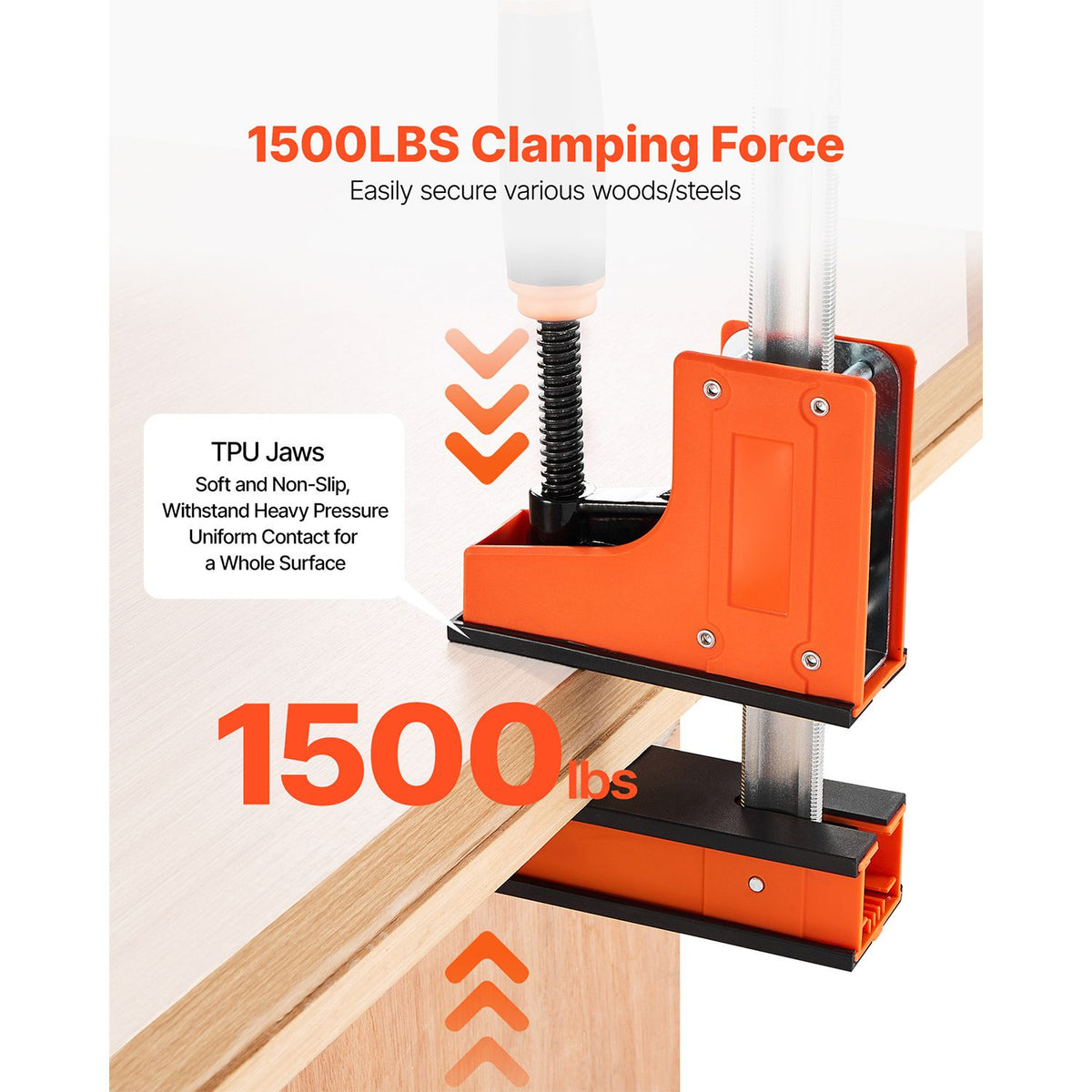 Bar Clamps for Woodworking, 2-Pack 76.2 cm Parallel Clamp Set, F-Clamp with 680 kg Load Limit, Even Pressure, High-strength Plastic and Carbon Steel, for Woodworking Metal Working, Orange
