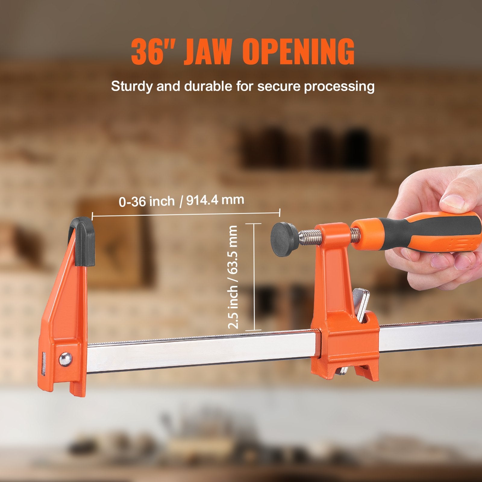 Tool Clamps & Vices: VEVOR Bar Clamps for Woodworking, 2-Pack 914mm Clamp, Quick-Change F Clamp with 600 lbs Load Limit, 2.5" Throat Depth, Cast Iron and Carbon Steel, Wood Clamps for Woodworking Metal Working