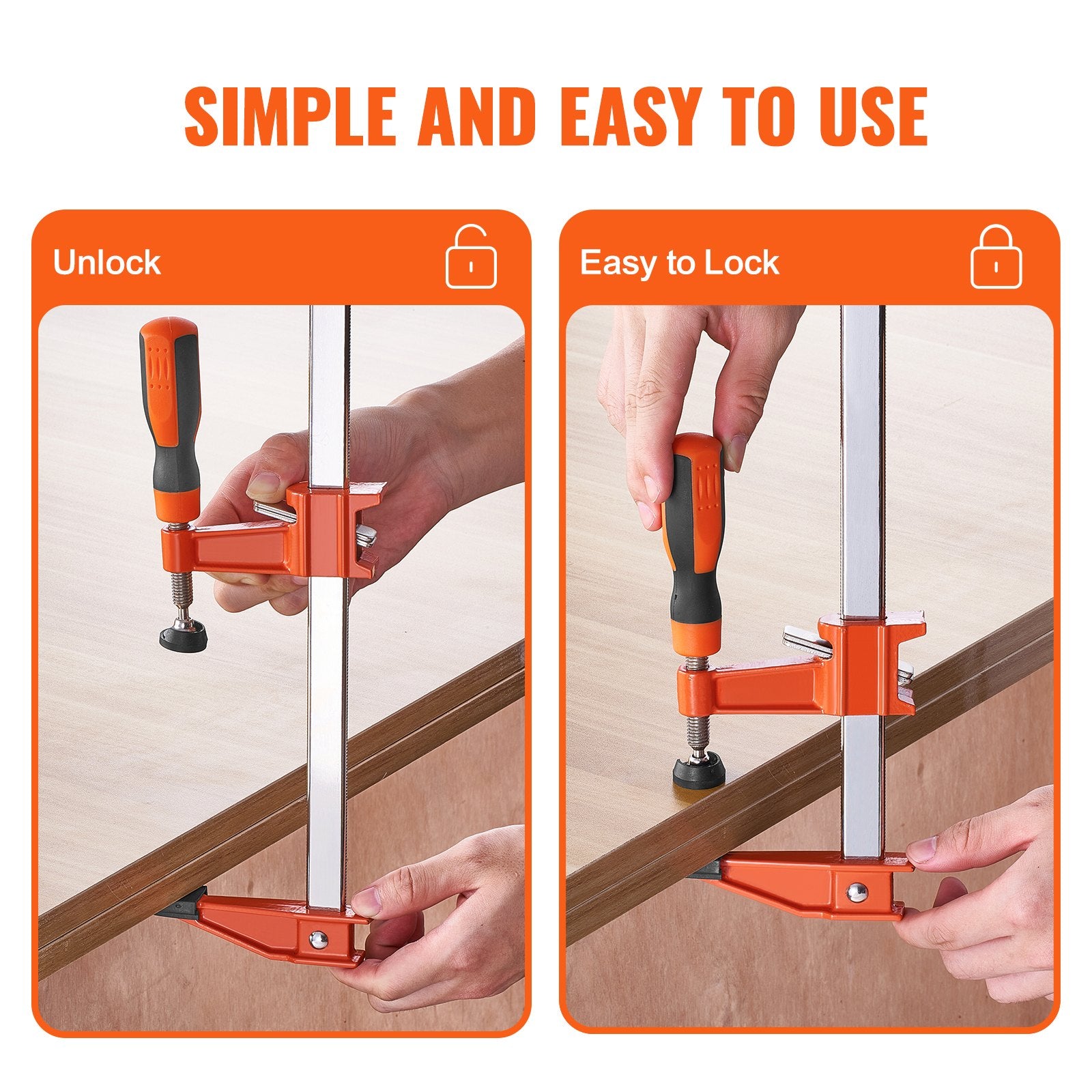 Tool Clamps & Vices: VEVOR Bar Clamps for Woodworking, 2-Pack 914mm Clamp, Quick-Change F Clamp with 600 lbs Load Limit, 2.5" Throat Depth, Cast Iron and Carbon Steel, Wood Clamps for Woodworking Metal Working
