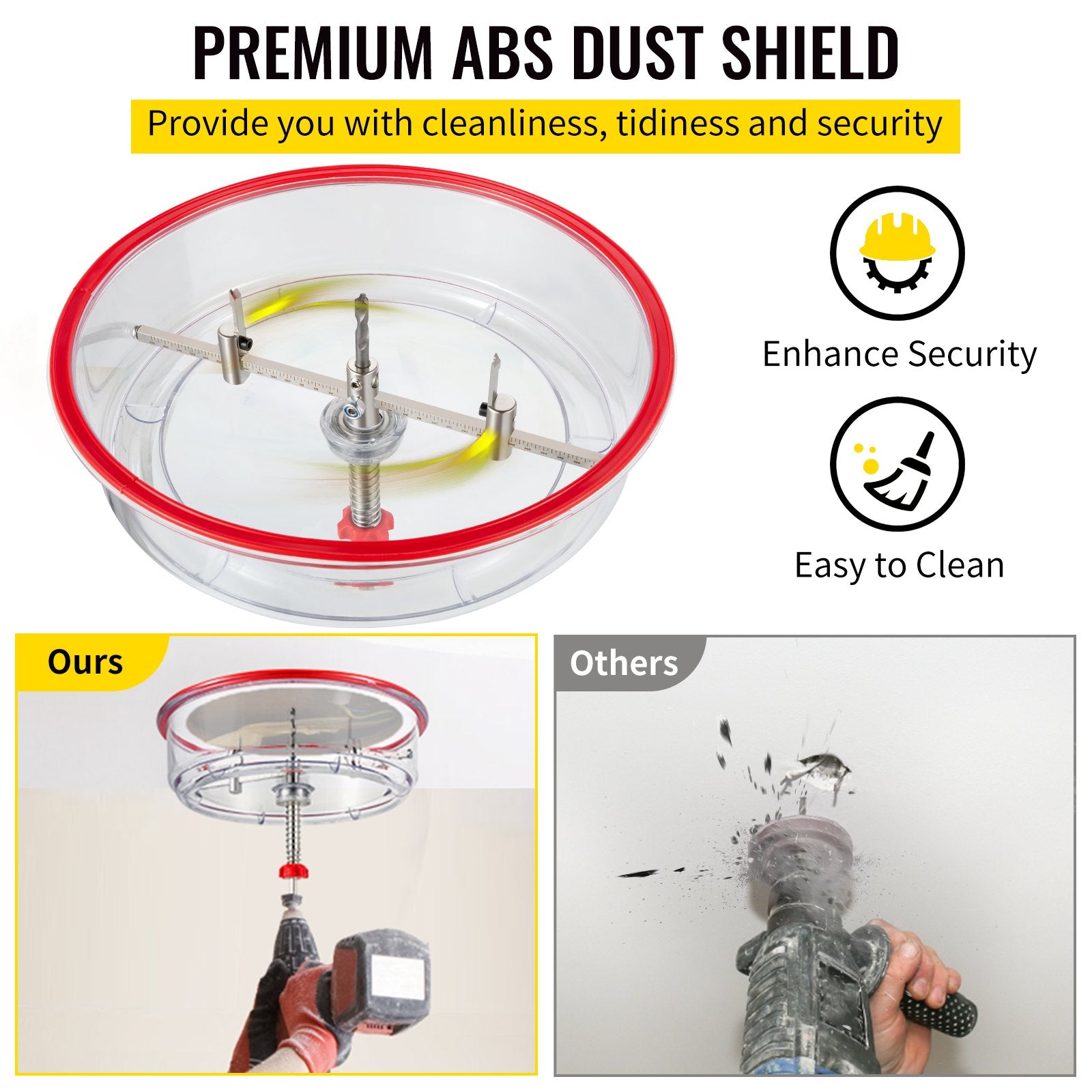 Audio Accessories: VEVOR Adjustable Hole Saw Cutter Kit, 1-5/8"" to 11-13 /16"" (40-300 mm), Recessed Hole Saw with PC Dust Shield, Two Replaceable Pilot Drill Bits, for Recessed Lights, Ceiling Speakers, Vent Holes