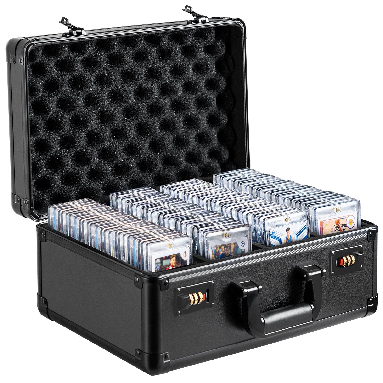 Wedding Favours: VEVOR Graded Card Storage Box, 4 Slots, Graded Sports Cards Holder Carrying Case with Coded Lock Foam Dividers, for 108 PSA Graded Cards 76 BGS Cards 84 SGC Cards 388 Top Loaders or 999+ Loose Cards