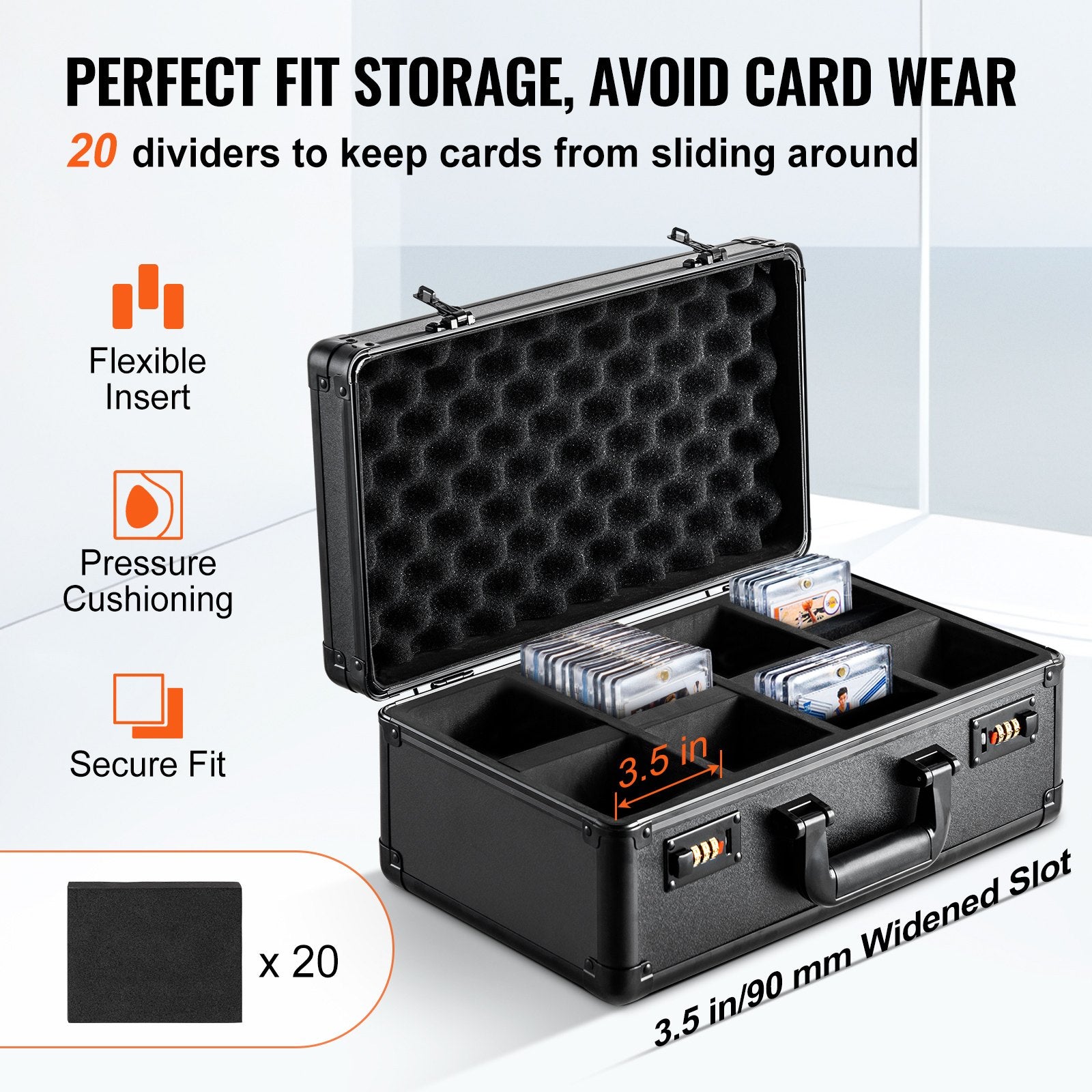Wedding Favours: VEVOR Graded Card Storage Box, 4 Slots, Graded Sports Cards Holder Carrying Case with Coded Lock Foam Dividers, for 108 PSA Graded Cards 76 BGS Cards 84 SGC Cards 388 Top Loaders or 999+ Loose Cards