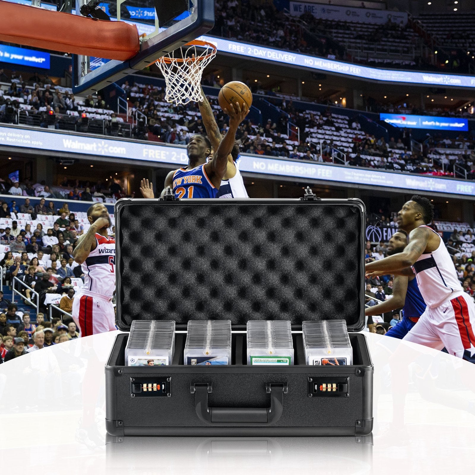 Wedding Favours: VEVOR Graded Card Storage Box, 4 Slots, Graded Sports Cards Holder Carrying Case with Coded Lock Foam Dividers, for 108 PSA Graded Cards 76 BGS Cards 84 SGC Cards 388 Top Loaders or 999+ Loose Cards