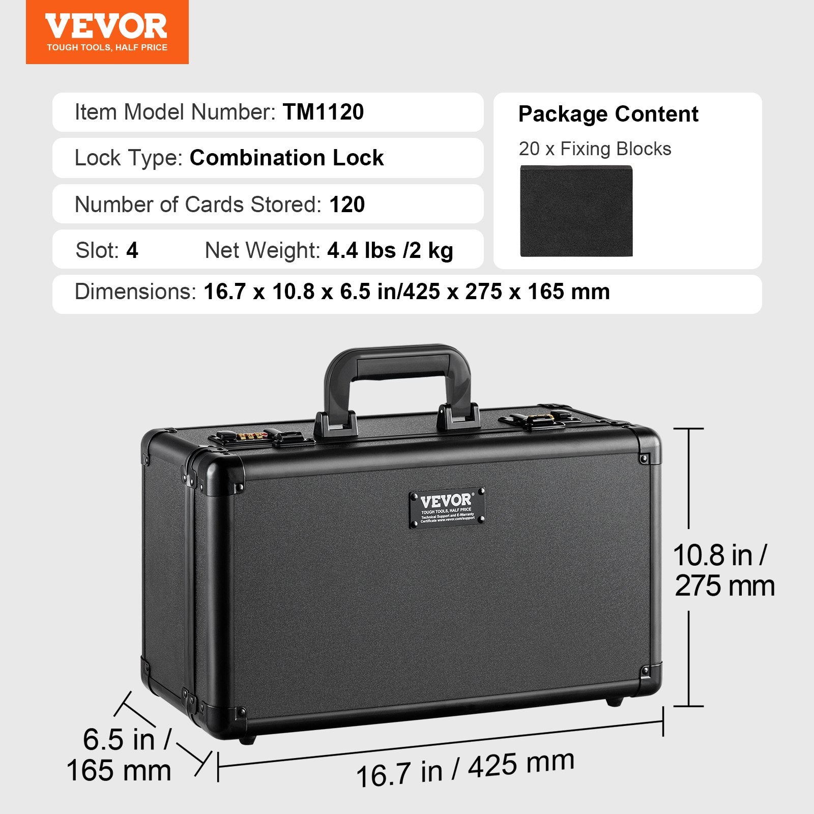 Wedding Favours: VEVOR Graded Card Storage Box, 4 Slots, Graded Sports Cards Holder Carrying Case with Coded Lock Foam Dividers, for 120 PSA Graded Cards 84 BGS Cards 96 SGC Cards 428 Top Loaders or 999+ Loose Cards