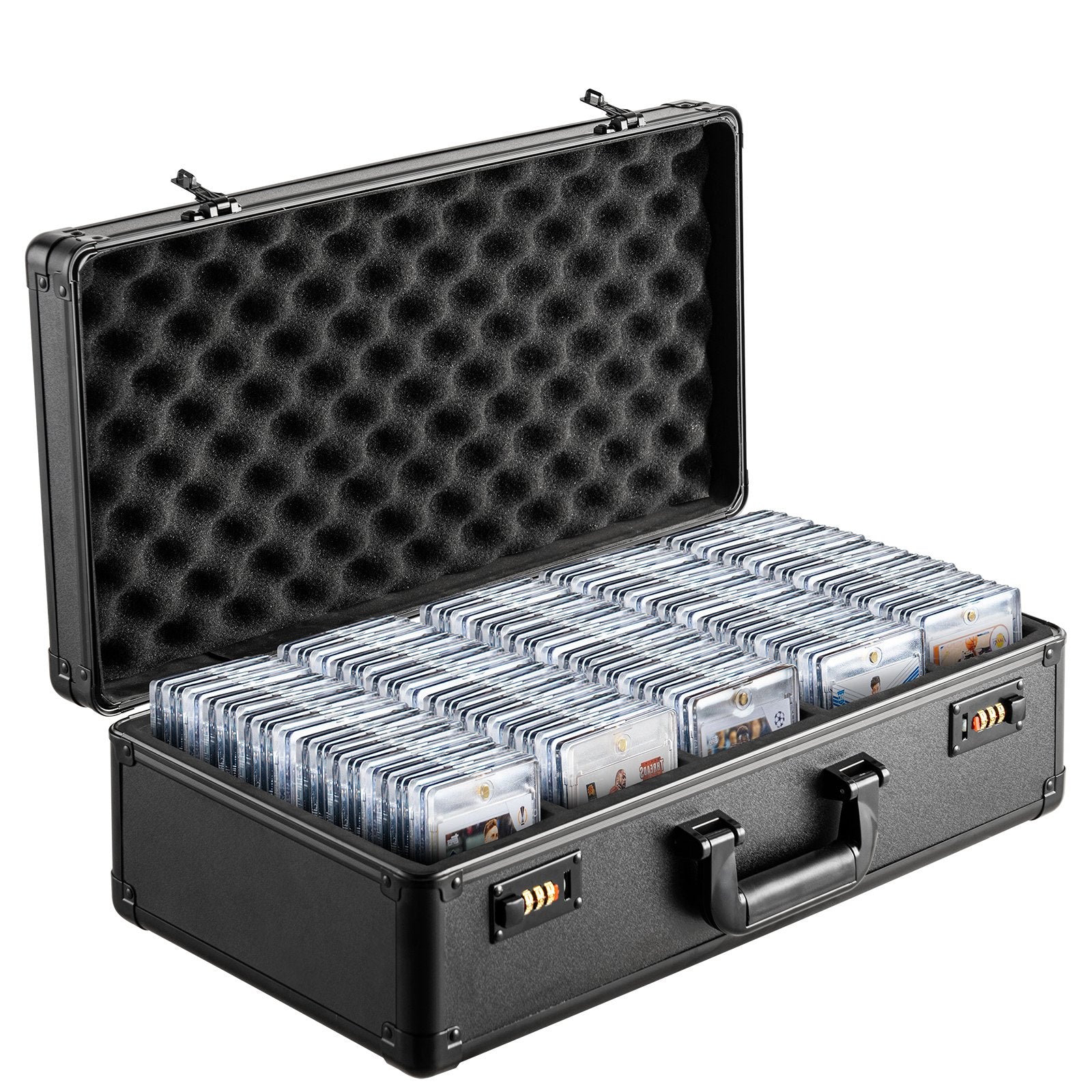 Wedding Favours: VEVOR Graded Card Storage Box, 5 Slots, Graded Sports Cards Holder Carrying Case with Coded Lock Foam Dividers, for 162 PSA Graded Cards 115 BGS Cards 130 SGC Cards 585 Top Loaders or 999+ Loose Cards