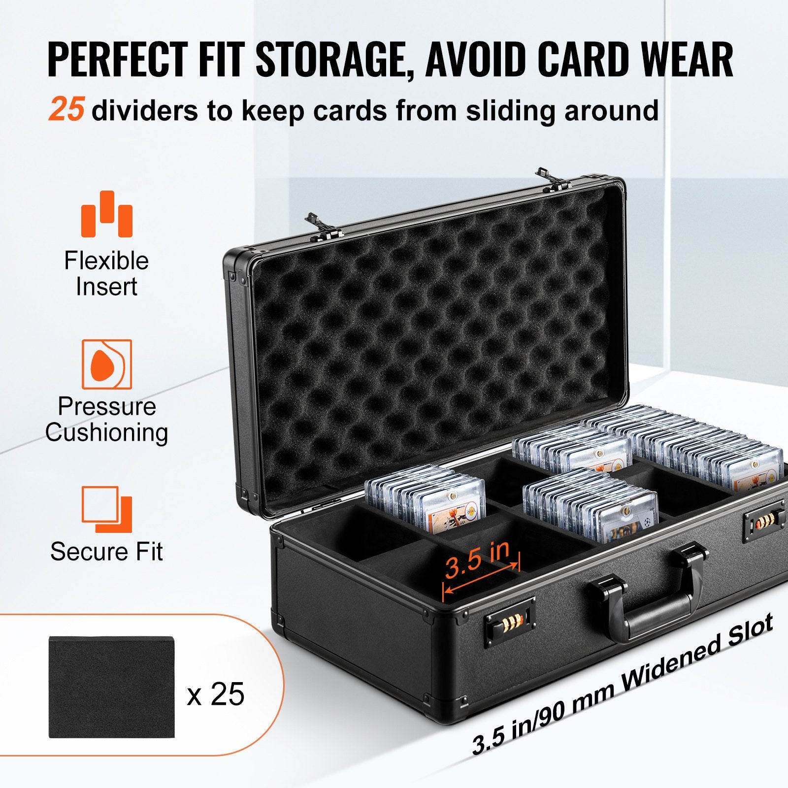 Wedding Favours: VEVOR Graded Card Storage Box, 5 Slots, Graded Sports Cards Holder Carrying Case with Coded Lock Foam Dividers, for 162 PSA Graded Cards 115 BGS Cards 130 SGC Cards 585 Top Loaders or 999+ Loose Cards