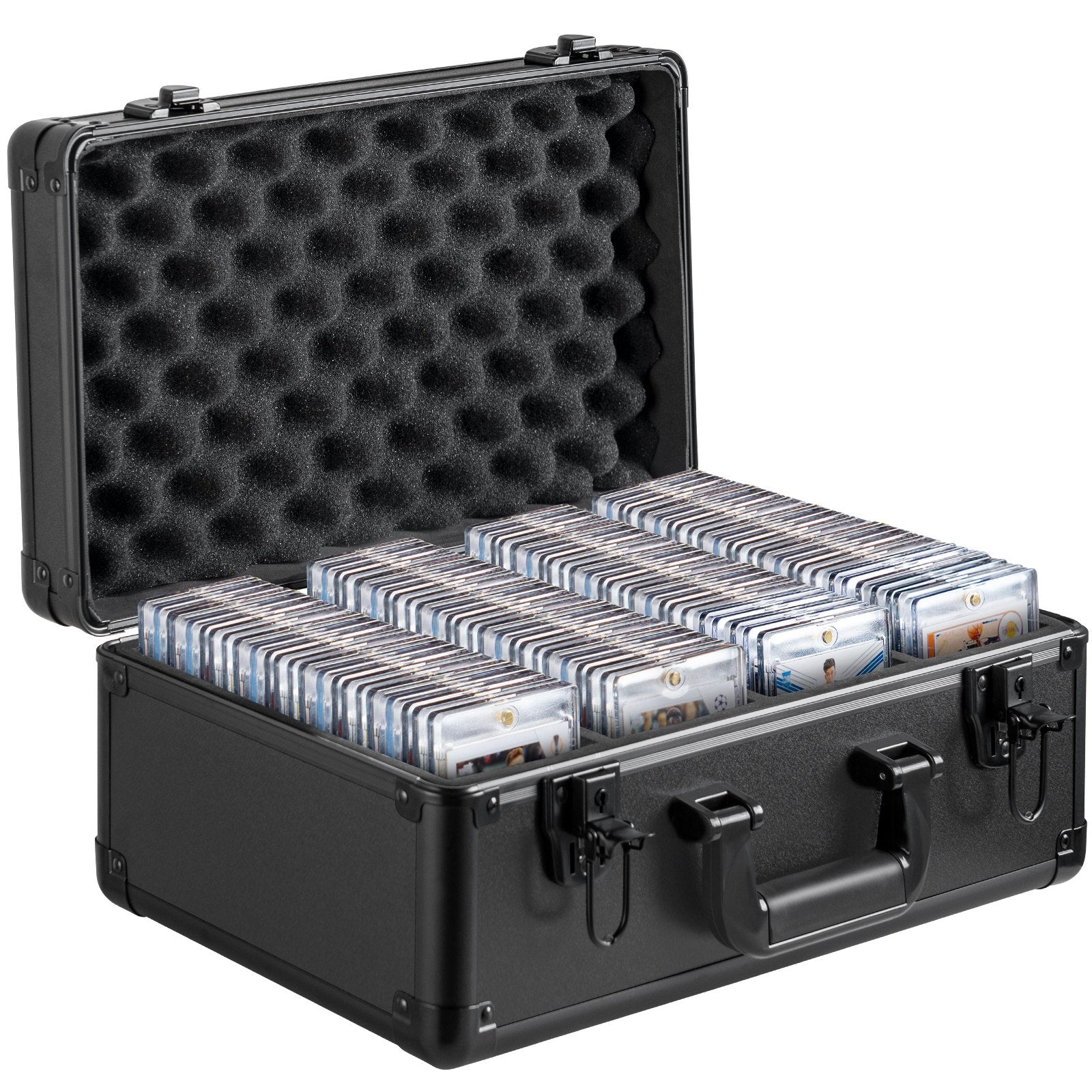 Cable Management: VEVOR Graded Card Storage Box, 4 Slots, Graded Sports Cards Holder Carrying Case with Key Lock Foam Dividers, for 108 PSA Graded Cards 76 BGS Cards 84 SGC Cards 388 Top Loaders or 999+ Loose Cards