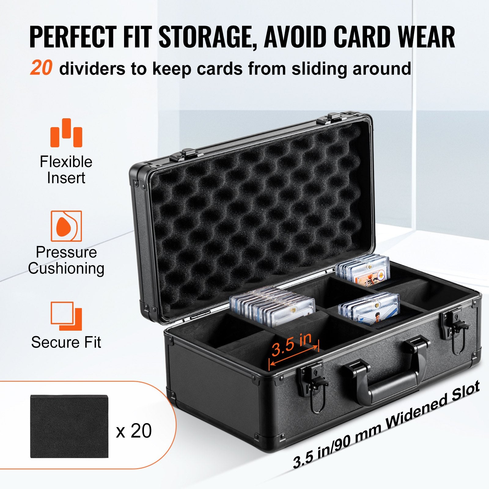 Cable Management: VEVOR Graded Card Storage Box, 4 Slots, Graded Sports Cards Holder Carrying Case with Key Lock Foam Dividers, for 108 PSA Graded Cards 76 BGS Cards 84 SGC Cards 388 Top Loaders or 999+ Loose Cards