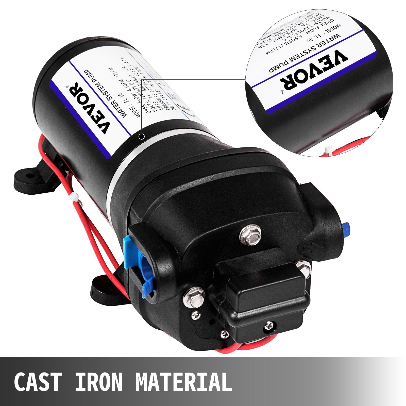 Fountain & Ponds Accessories: VEVOR Water Pressure Diaphragm Pump, 12V FL-40 High Pressure Diaphragm Water Pump, 40PSI Automatic Self Priming Water Pump, 17L/MIN Misting Booster Sprayer Diaphragm Pump for Caravan Boat RV Garden
