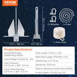 Boating Accessories: VEVOR Fluke Anchor 8.5 LBS Galvanized Steel Boat Anchor Chain Rop Two Shackles