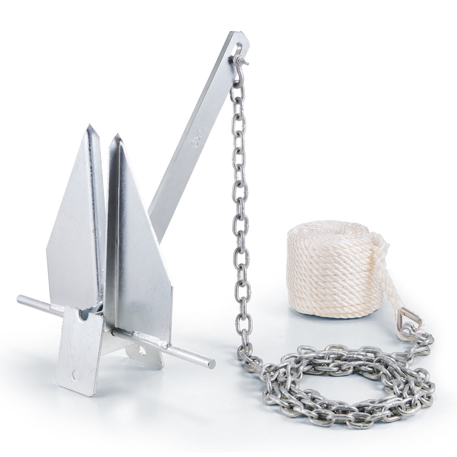 Boating Accessories: VEVOR Fluke Anchor 8.5 LBS Galvanized Steel Boat Anchor Chain Rop Two Shackles