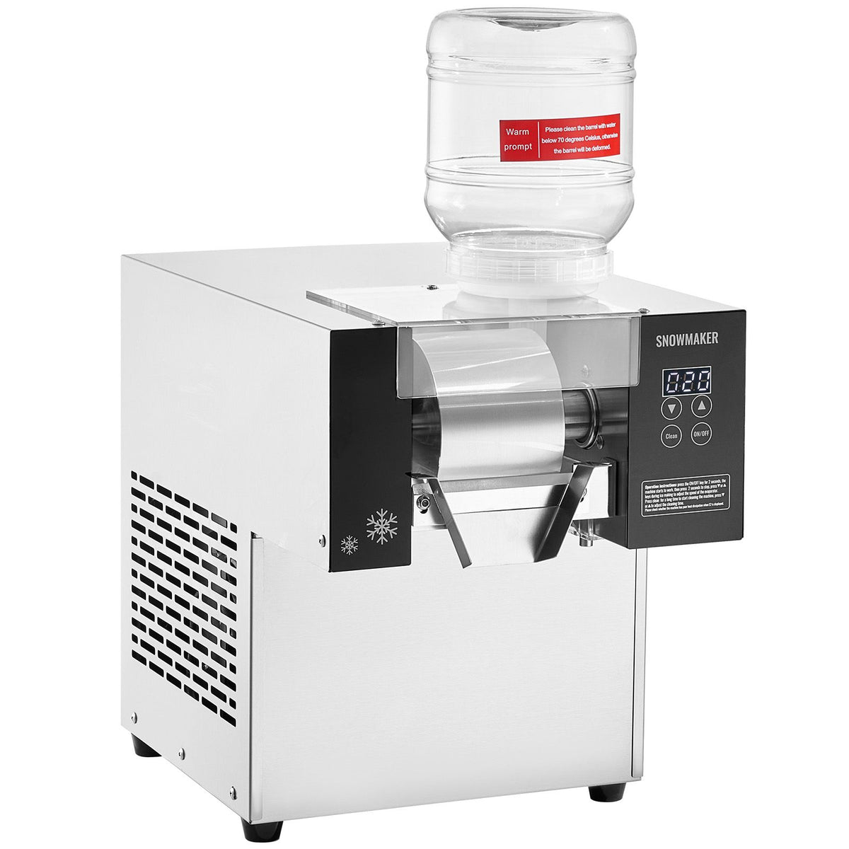 Commercial Snowflake Ice Machine, 276LBS/24H Snowflake Ice Maker, Stainless Steel Ice Shaver Machine, Electric Snow Cone Maker, Air Cooling System for Rapid Heat Dissipation, for Bakery, Cafe