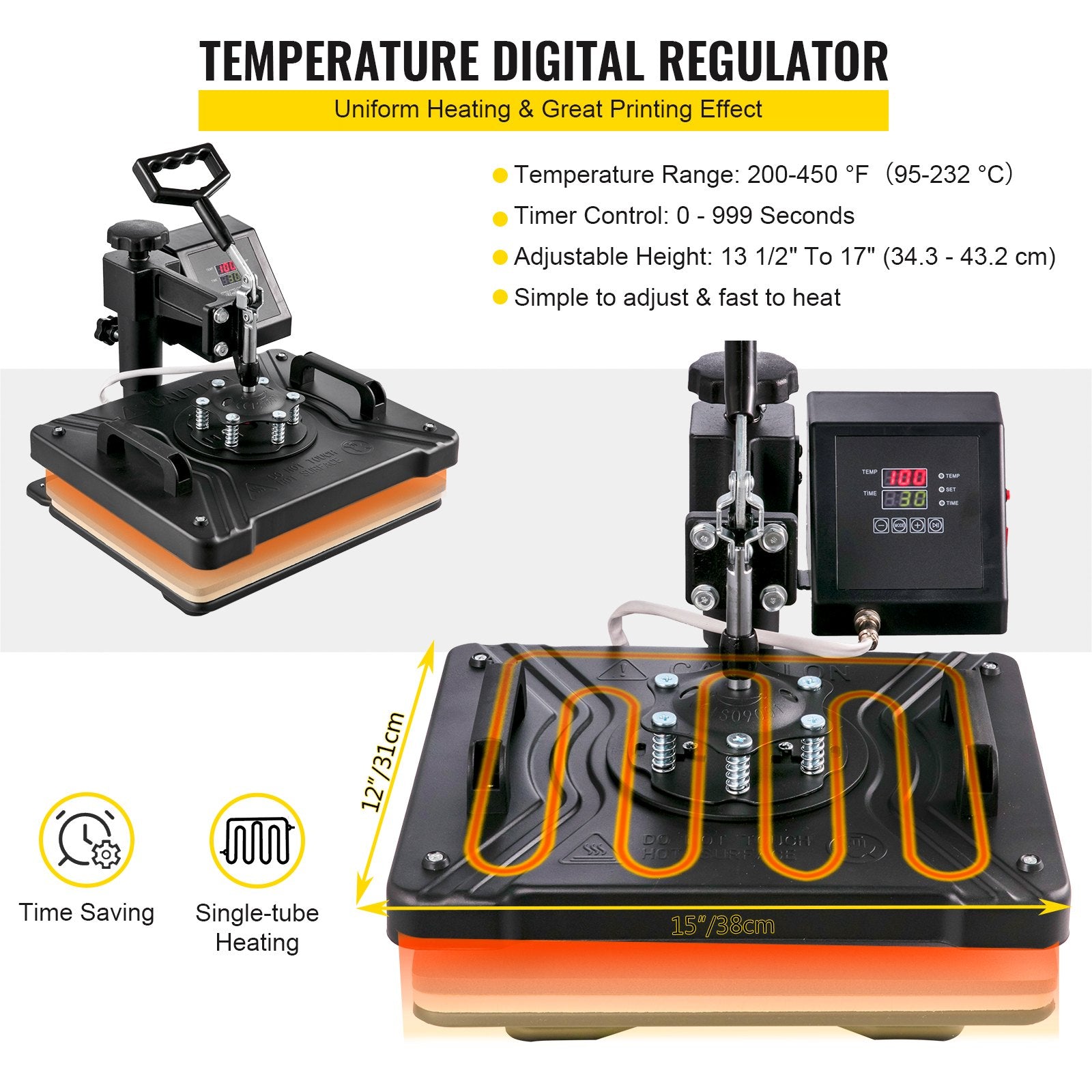 Men's Tops & T-shirts: New Digital Clamshell 12" X 15" (29 X 38cm) Heat Transfer Press T-Shirt Sublimation Machine