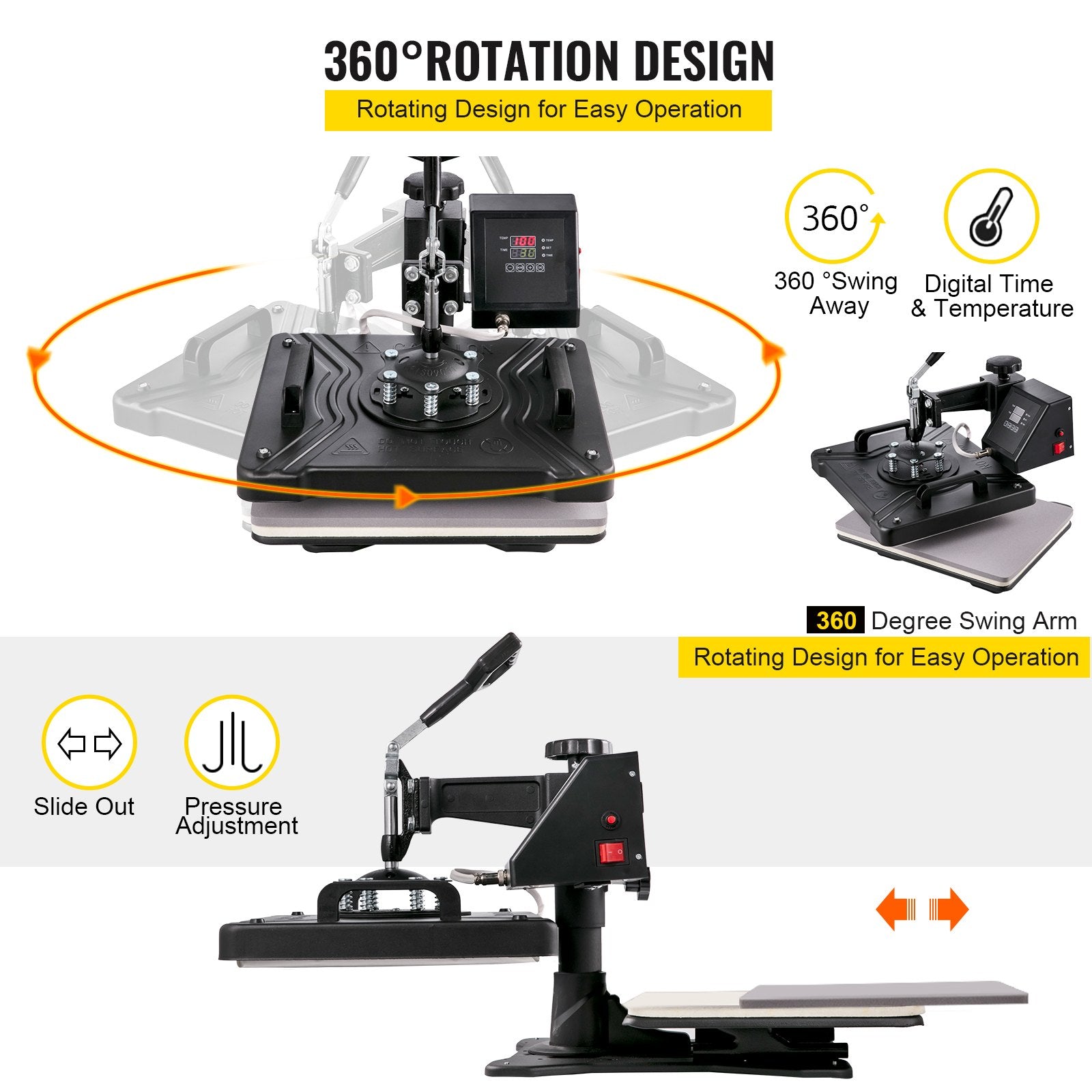 Men's Tops & T-shirts: New Digital Clamshell 12" X 15" (29 X 38cm) Heat Transfer Press T-Shirt Sublimation Machine