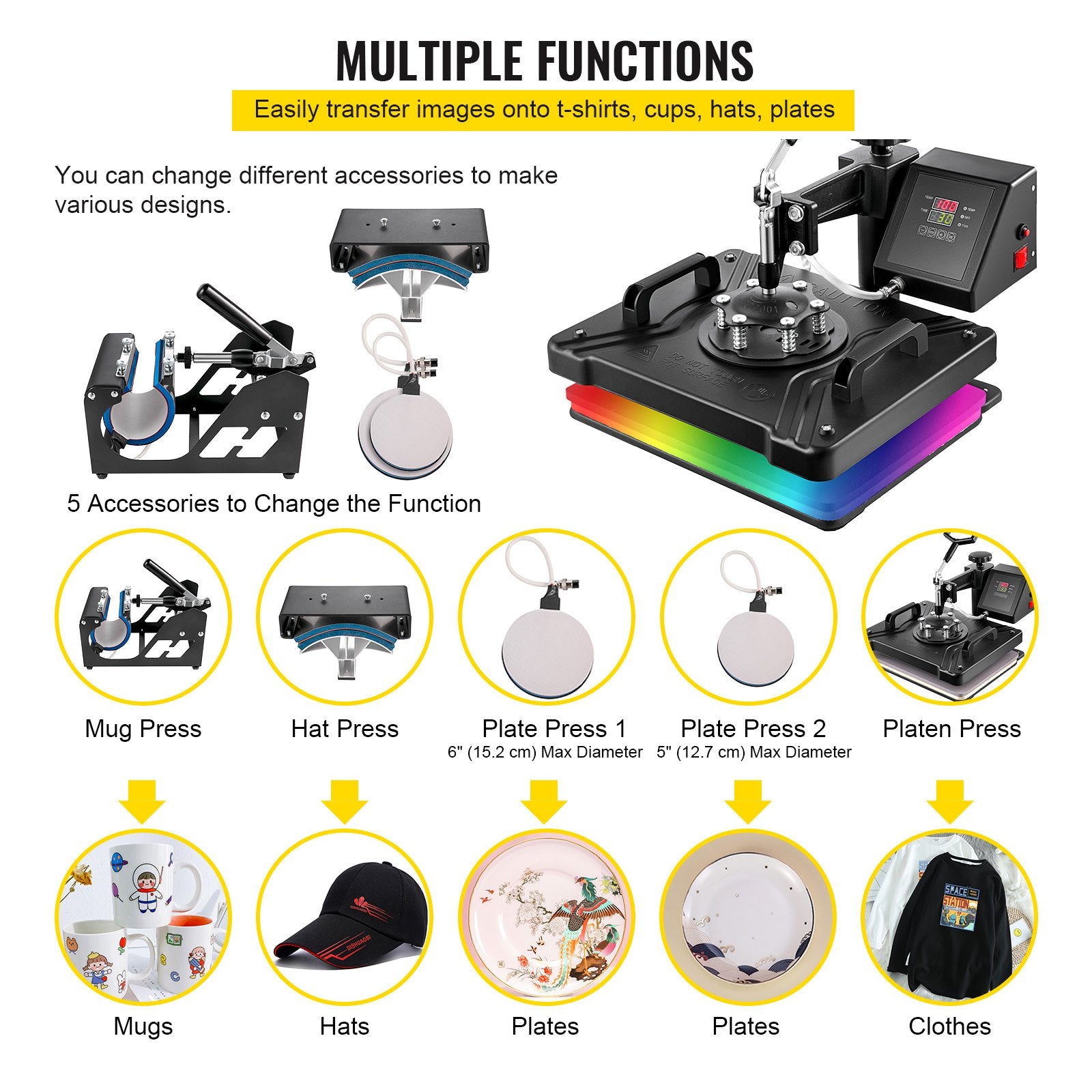 Men's Tops & T-shirts: New Digital Clamshell 12" X 15" (29 X 38cm) Heat Transfer Press T-Shirt Sublimation Machine
