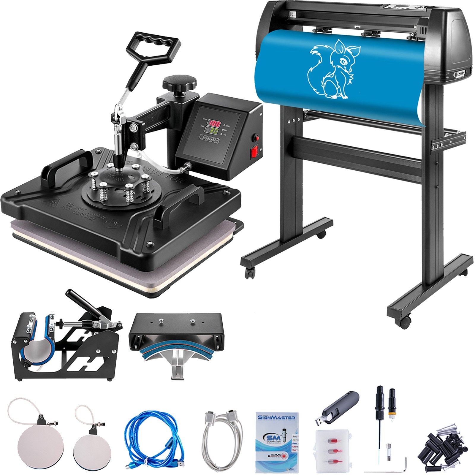 Audio Accessories: VEVOR 5 In1 12" X 15" (30 X 38cm) Heat Transfer Press + 28 Inch Vinyl Cutter Machine Kit Software