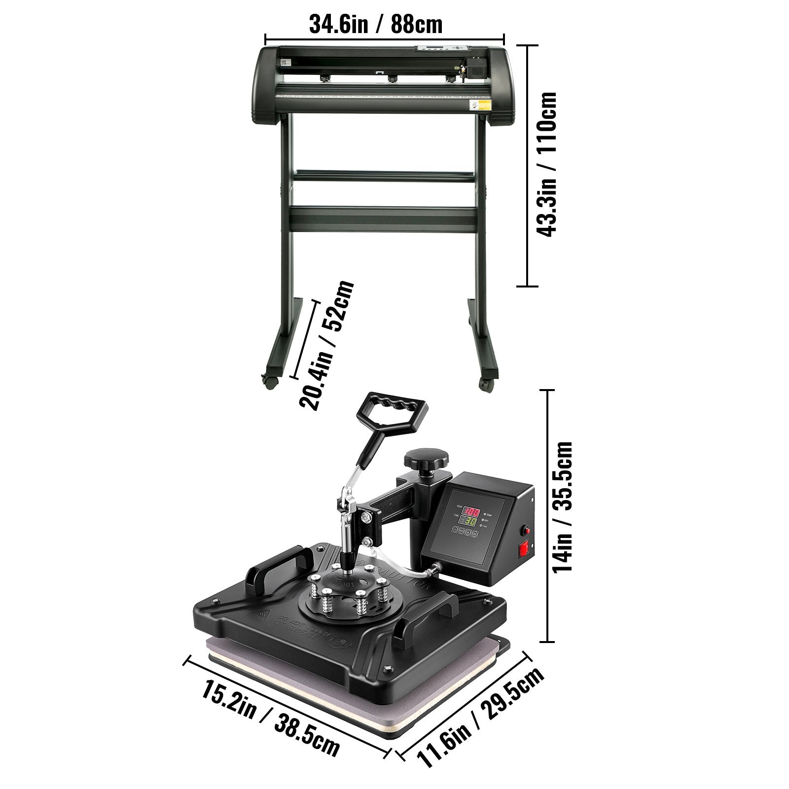Audio Accessories: VEVOR 5 In1 12" X 15" (30 X 38cm) Heat Transfer Press + 28 Inch Vinyl Cutter Machine Kit Software