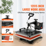 Speciality Appliances: VEVOR 1400W Heat Press Machine 8 In 1 Sublimation Steel Frame Heat Presses with Temperature And Time Control (12X15INCH 8IN1)
