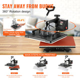 Speciality Appliances: VEVOR 1400W Heat Press Machine 8 In 1 Sublimation Steel Frame Heat Presses with Temperature And Time Control (12X15INCH 8IN1)