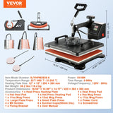 Speciality Appliances: VEVOR 1400W Heat Press Machine 8 In 1 Sublimation Steel Frame Heat Presses with Temperature And Time Control (12X15INCH 8IN1)