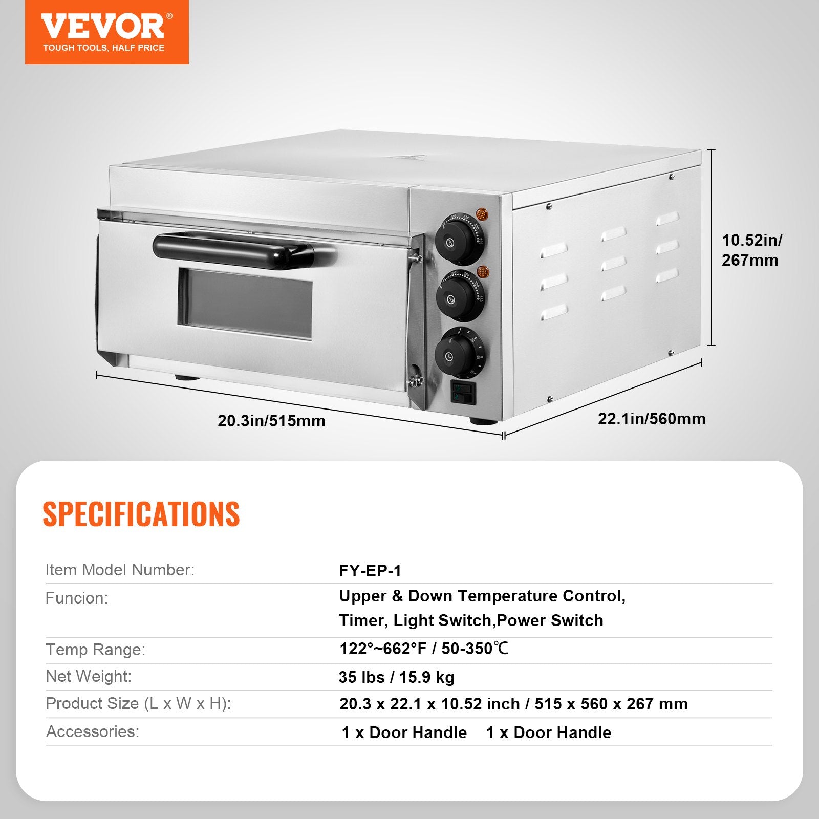 Kitchen & Bathroom DIY: VEVOR Commercial Countertop Pizza Oven Electric Pizza Oven for 16" Pizza Indoor