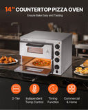 Bakeware & Accessories: VEVOR Commercial Pizza Oven Countertop, 14-Inch Double Deck Layer, Stainless Steel Electric Pizza Oven with Stone and Handle, Multipurpose Indoor Pizza Maker for Restaurant Home Pretzels Baked