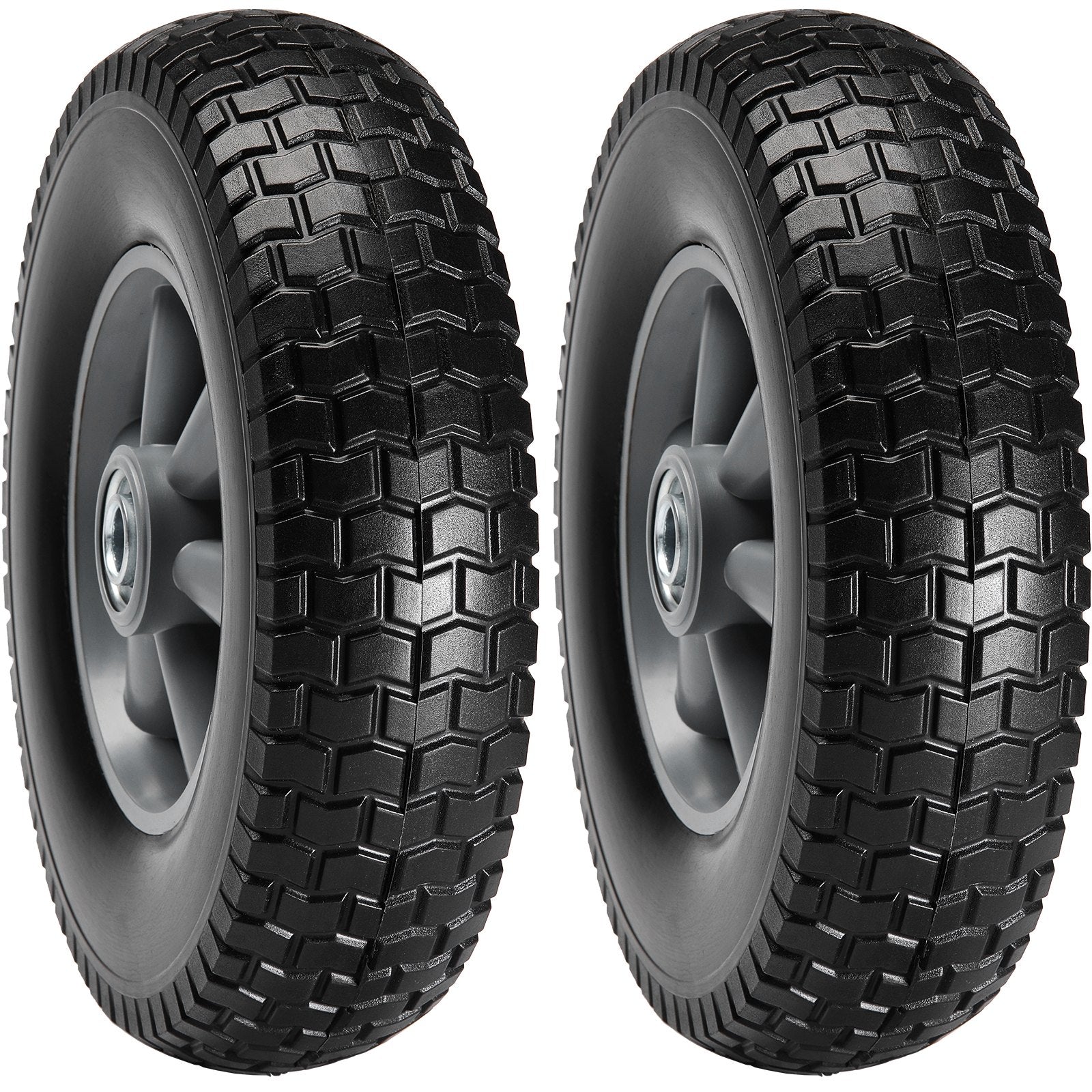 Automotive Parts: VEVOR Solid PU Run-Flat Tire Wheel, 254 mm, 2-Pack, 81.6 kg Dynamic Load, 99.8 kg Static Load, Flat Free Tubeless Tires and Wheels for Hand Truck, Utility Cart, Dollies, Garden Trailers, Various Carts