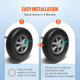 Automotive Parts: VEVOR Solid PU Run-Flat Tire Wheel, 254 mm, 2-Pack, 81.6 kg Dynamic Load, 99.8 kg Static Load, Flat Free Tubeless Tires and Wheels for Hand Truck, Utility Cart, Dollies, Garden Trailers, Various Carts