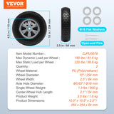 Automotive Parts: VEVOR Solid PU Run-Flat Tire Wheel, 254 mm, 2-Pack, 81.6 kg Dynamic Load, 99.8 kg Static Load, Flat Free Tubeless Tires and Wheels for Hand Truck, Utility Cart, Dollies, Garden Trailers, Various Carts