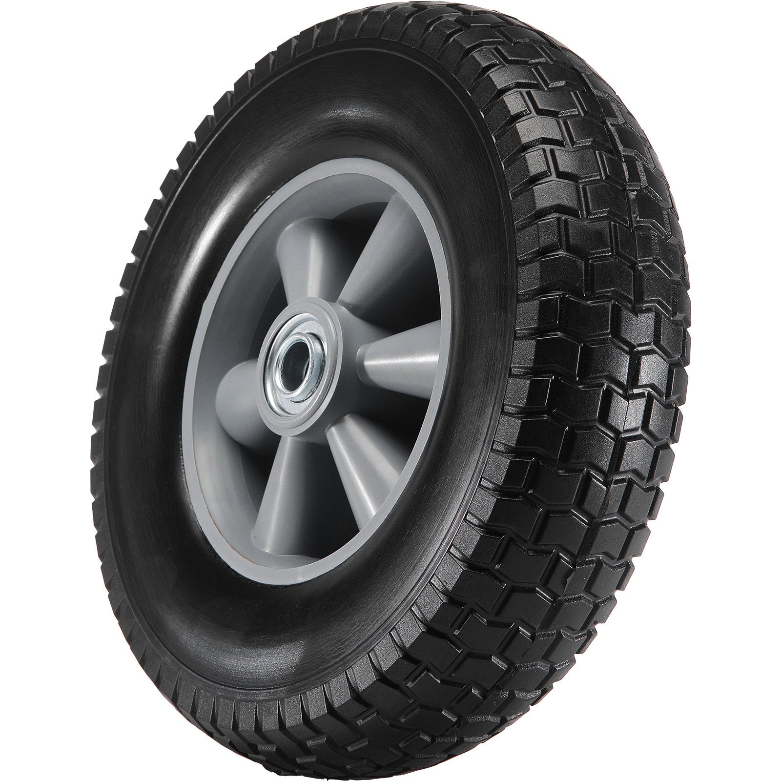 Automotive Parts: VEVOR Solid PU Run-Flat Tire Wheel, 254 mm, 2-Pack, 81.6 kg Dynamic Load, 99.8 kg Static Load, Flat Free Tubeless Tires and Wheels for Hand Truck, Utility Cart, Dollies, Garden Trailers, Various Carts