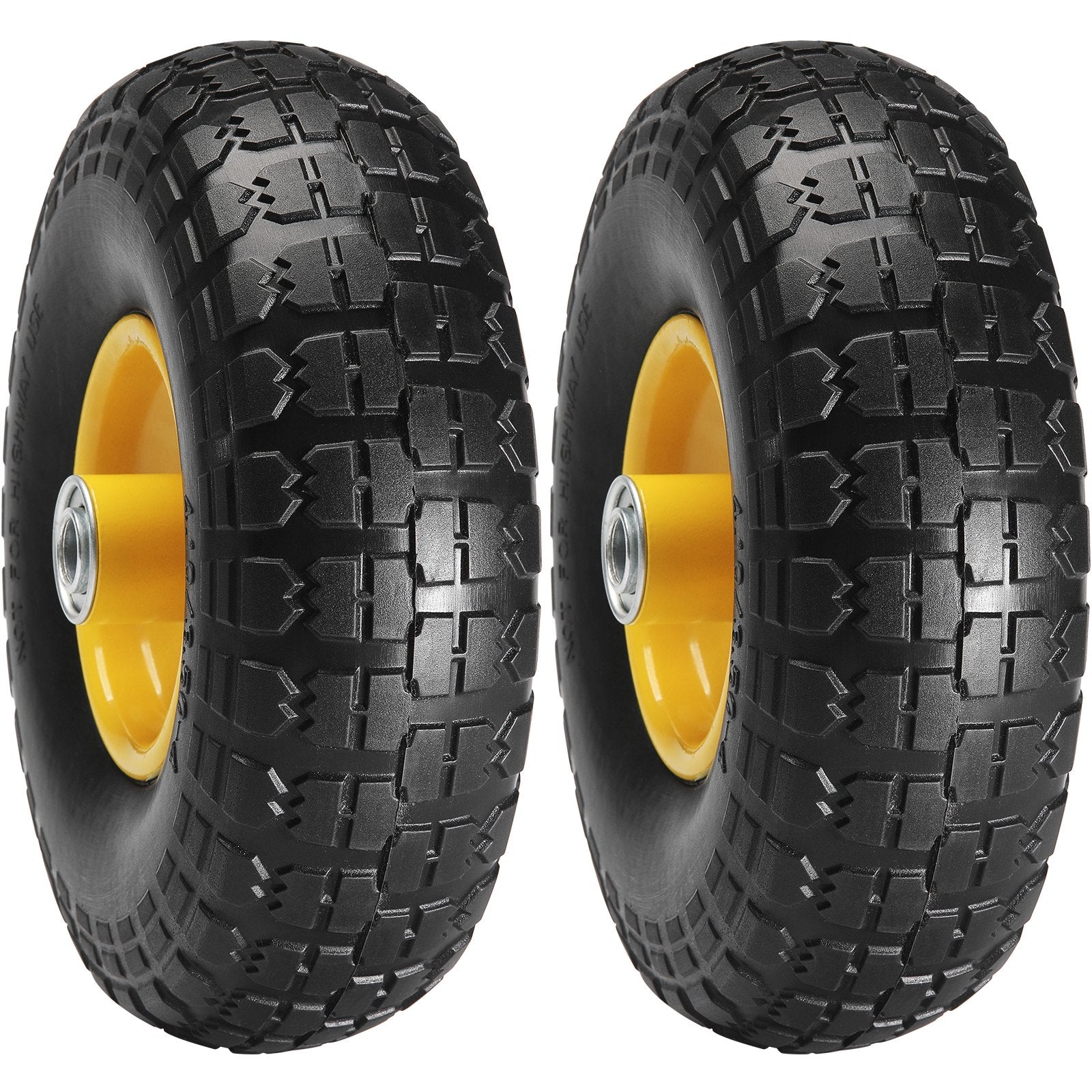 Automotive Parts: VEVOR Solid PU Run-Flat Tire Wheel, 254 mm, 2-Pack, 181.4 kg Dynamic Load, 204.1 kg Static Load, Flat Free Tubeless Tires and Wheels for Hand Truck, Utility Cart, Dolly, Garden Trailer, Various Carts